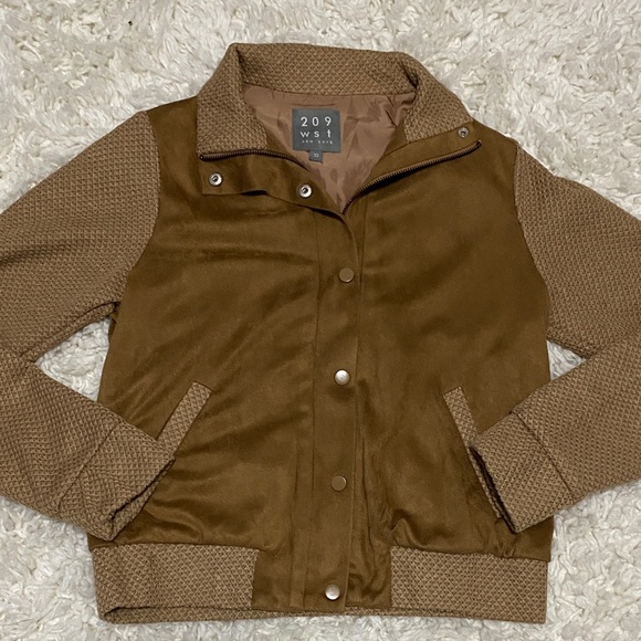 209 WST Jackets & Blazers - 209 wst Brown Women's  zipper and button up bomber jacket VGUC business casual
